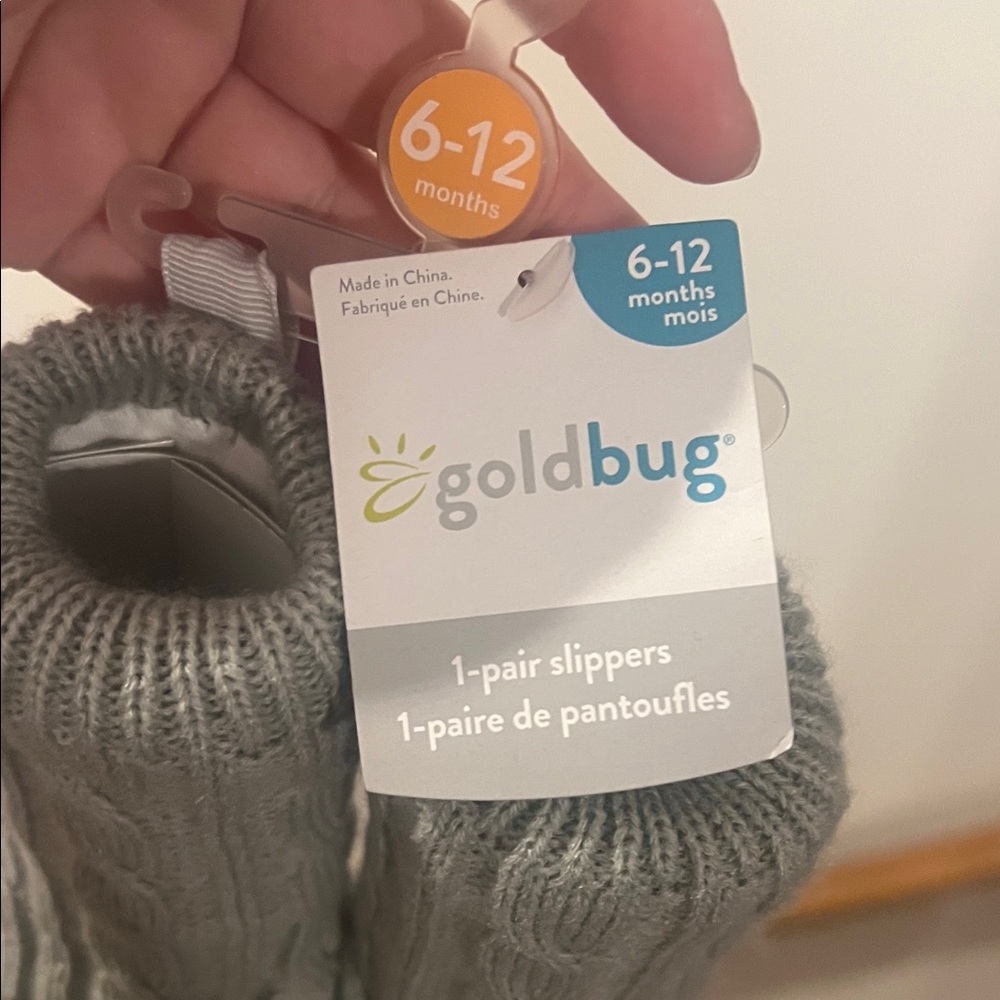 Gray Cable Knit Baby Booties 6-12 Months (Size 3) - Picture 2 of 4